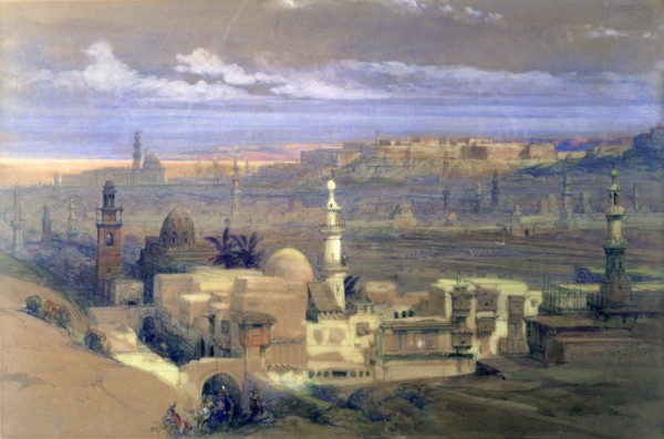 'Cairo from the Gate of Citizenib, looking towards the Desert of Suez', 19th century. Artist: David Roberts