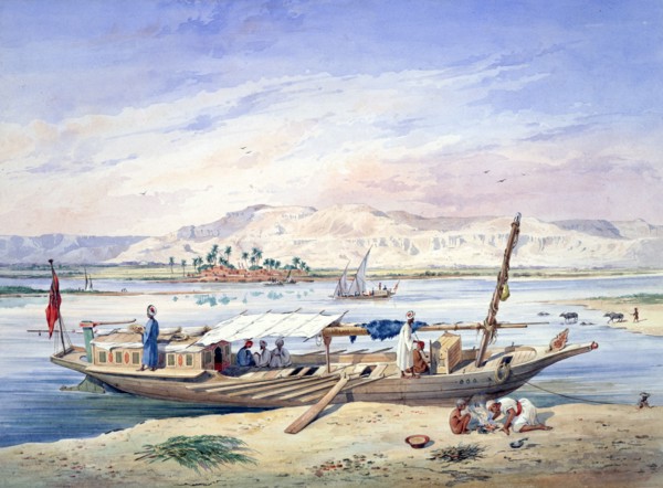 'A Boat on the Nile, Egypt', 19th century. Artist: Emile Prisse D'Avennes