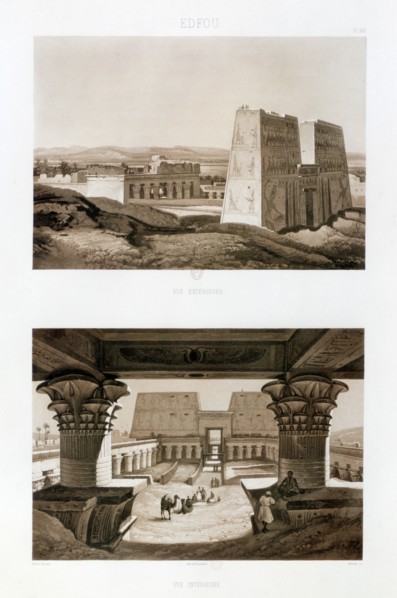 Temple facade and interior, Edfu, Egypt, 1841. Artist: Himley