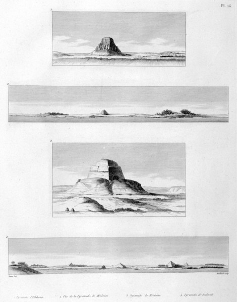 'Pyramide of Ellahoun, Meidoum and Sakkarah', c1808. Artist: Antoine Berthault