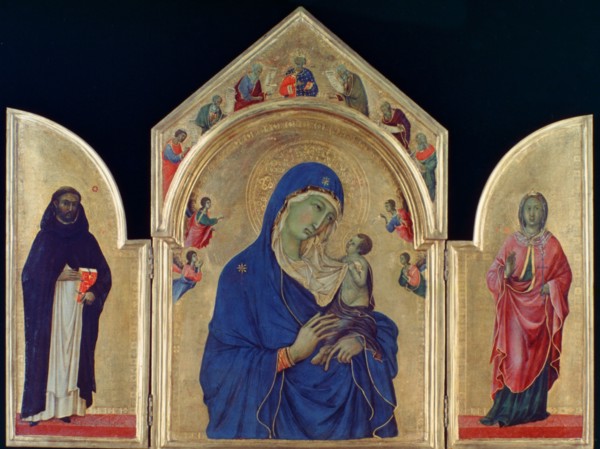 Madonna and Child with St Dominic and St Aurea', c1315. Artist: Duccio di Buoninsegna