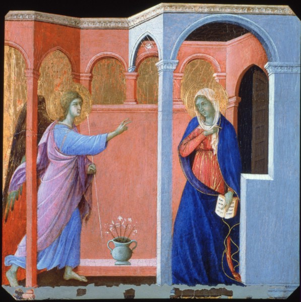 'Panel from the Maestà Altarpiece: The Annunciation', 1311. Artist: Duccio di Buoninsegna