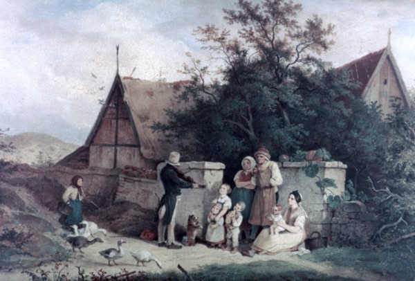 'The Fiddler of the Village', 1845. Artist: Ludwig Richter