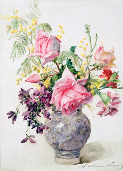 'Vase of Roses', c1865-1928. Artist: Madeleine Jeanne Lemaire