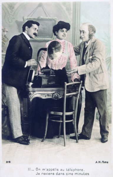 'Call me on the telephone, I will return in five minutes', c1900. Artist: Unknown