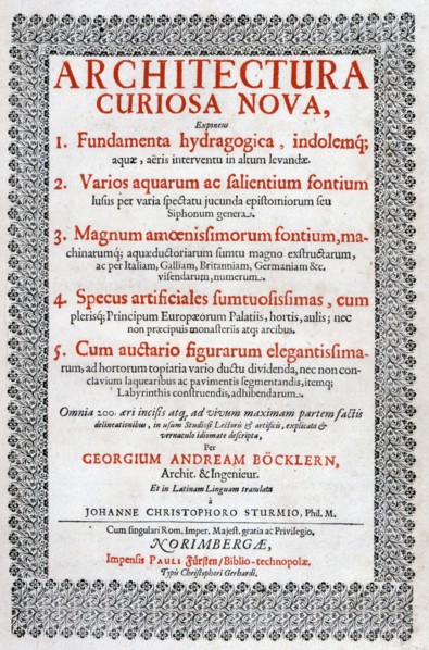 Title page of Architectura Curiosa Nova, 1664. Artist: Georg Andreas Bockler