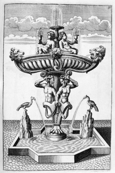 Ornamental fountain design, 1664. Artist: Georg Andreas Bockler