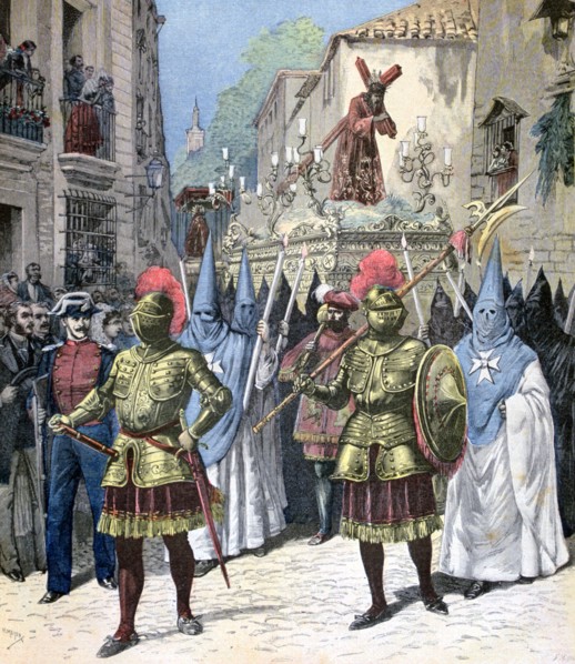 The procession of the Good Friday, Holy Week, Seville, 1891. Creator: Henri Meyer.