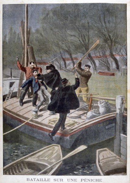 Fight on a barge, 1902. Artist: Unknown