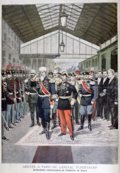 Arrival of General Tchertkoff (Chertkov), Russian ambassador to France, Paris, 1895. Artist: Unknown