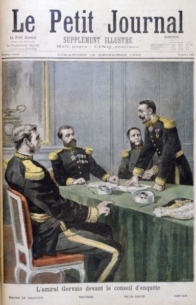 Admiral Gervais in front of the investigation board, 1895. Creator: F Meaulle.