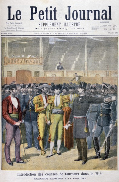 Prohibition of bullfighting in the south of France, 1895.  Artist: Henri Meyer