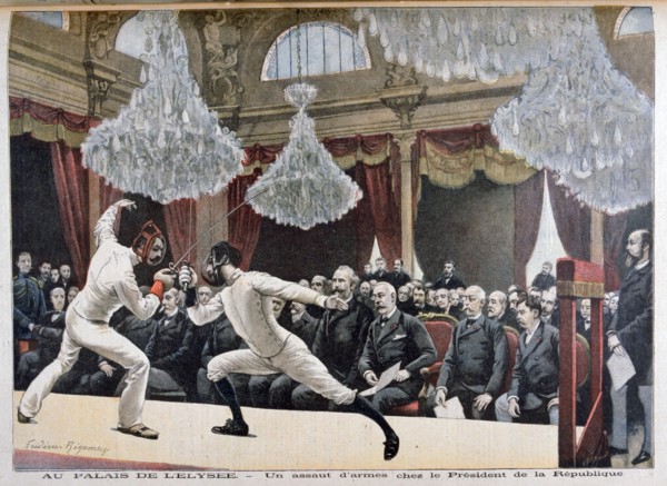 Fencing in front of the President of the Republic, Palais de l'Élysée, 1895. Creator: F Meaulle.