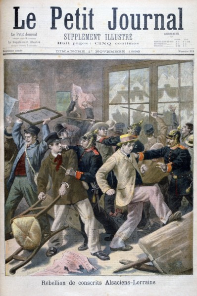 Rebellion of the Alsaciens-Lorrains conscripts, 1896. Creator: F Meaulle.
