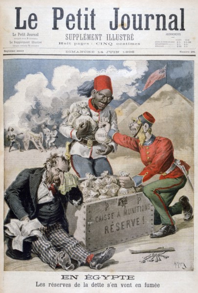 'In Egypt: The Reserves of the Debt Going up in Smoke', 1896. Artist: Henri Meyer