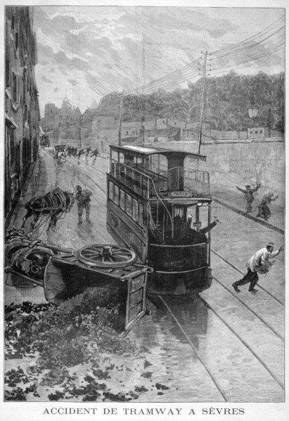 Tram accident, Sevres, Paris, 1897. Creator: F Meaulle.