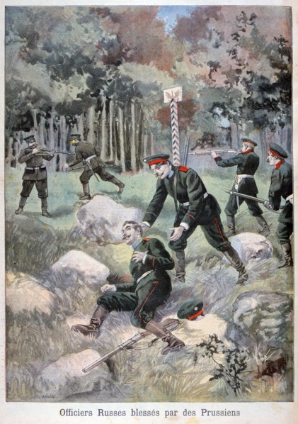 Russian officer wounded by the Prussians, Russian border, 1898. Creator: F Meaulle.