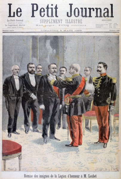 Being awarded with the medal of the Legion of Honour by Emile Loubet, Paris, 1899. Creator: F Meaulle.