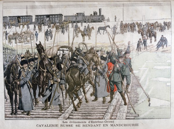 Russian cavalry heading into Mandchourie, China, 1900. Artist: Eugene Damblans