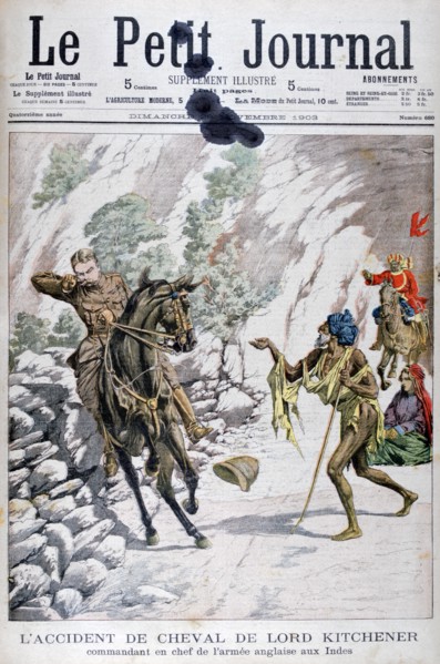 Lord Kitchener's horse accident, India, 1903. Artist: Unknown