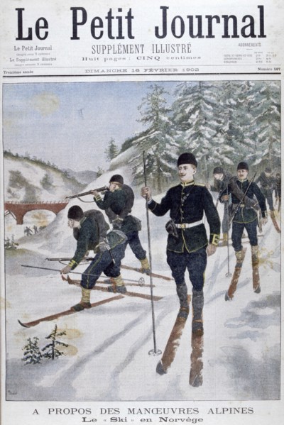 Troops on skis on alpine manoeuvres, Norway, 1902. Artist: Unknown