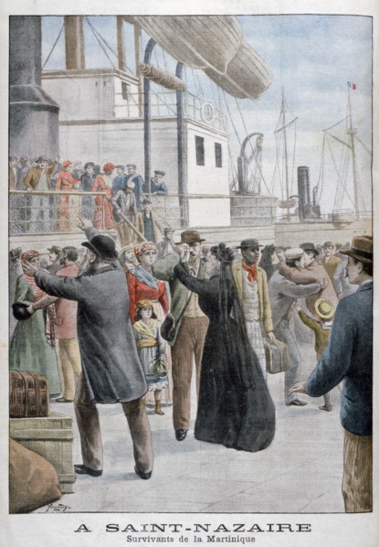 Survivors from the eruption of Mount Pelee on Martinique, Saint-Nazaire, France, 1902. Artist: Yrondy