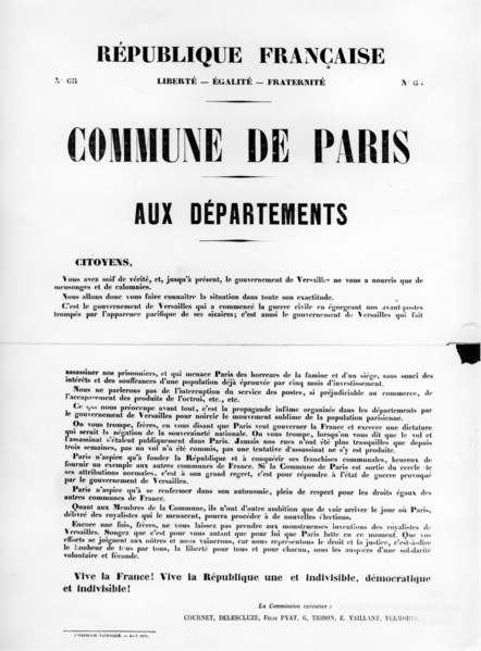 Commune de Paris, from French Political posters of the Paris Commune,  May 1871. Artist: Unknown