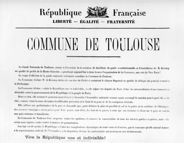 Commune de Toulouse, from French Political posters of the Paris Commune Artist: Unknown