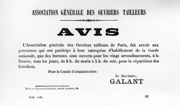 Avis, from French Political posters of the Paris Commune,  May 1871. Artist: Unknown