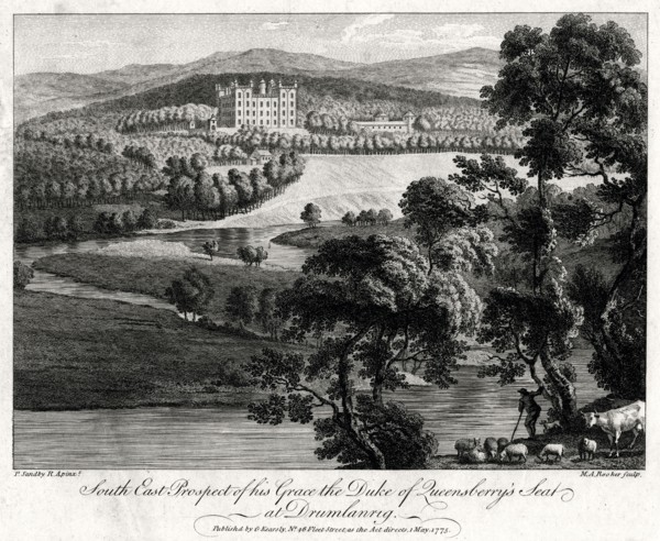 'South East Prospect of his Grace the Duke of Queensberry's seat at Drumlanrig', Scotland, 1775. Artist: Michael Angelo Rooker