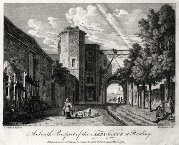 'A South Prospect of the Abby-Gate at Reading', Berkshire, 1775. Artist: Michael Angelo Rooker