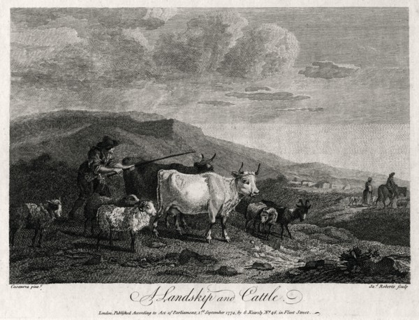 'A Landskip and Cattle', 1774.   Creator: James Roberts.