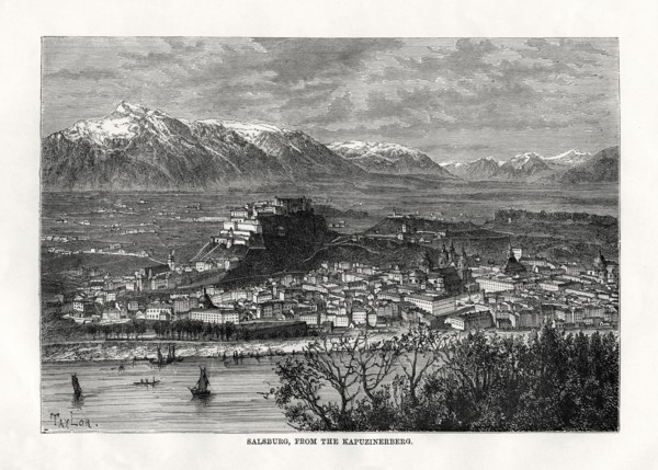 'Salsburg, from the Kapuzinerberg', Austria, 19th century. Artist: Taylor