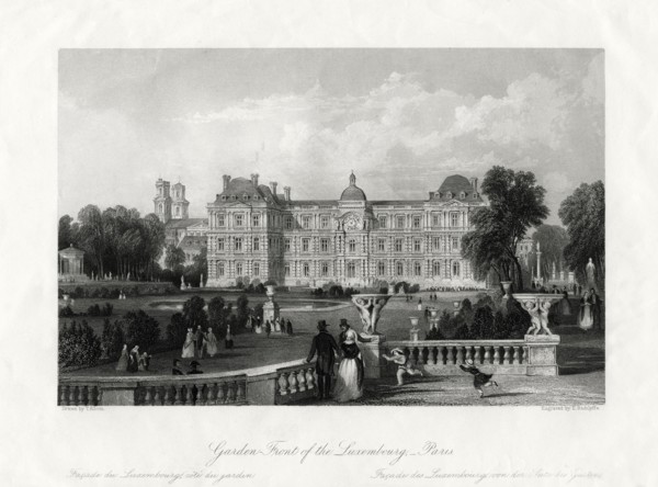 'Garden-Front of the Luxembourg, Paris', France, 1875. Artist: E Radclyffe