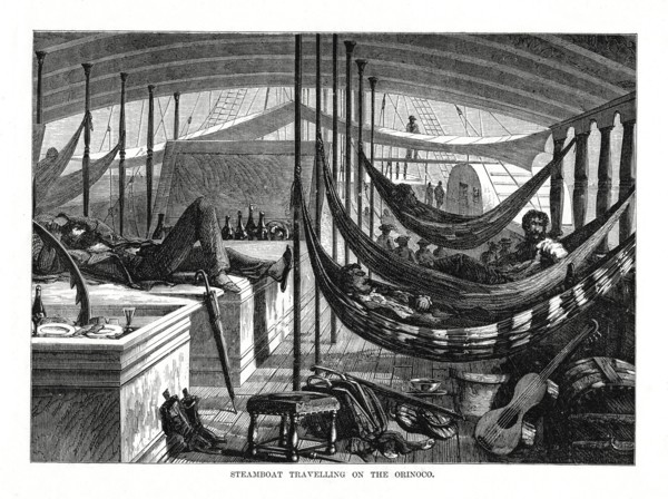 Steamboat travelling on the Orinoco, South America, 1877. Artist: Unknown