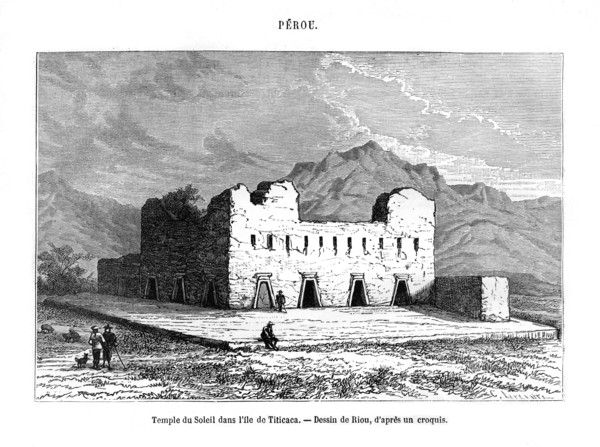 The Temple of the Sun on the island of Titicaca, Peru, 19th century. Artist: Edouard Riou