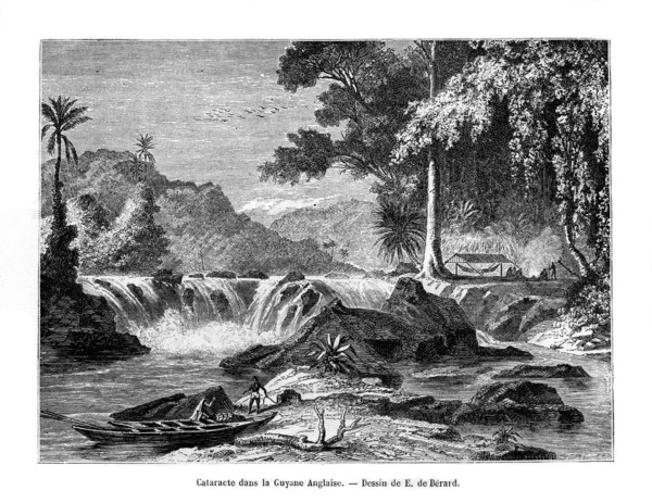 Waterfall, British Guiana, South America, 19th century. Artist: E de Berard