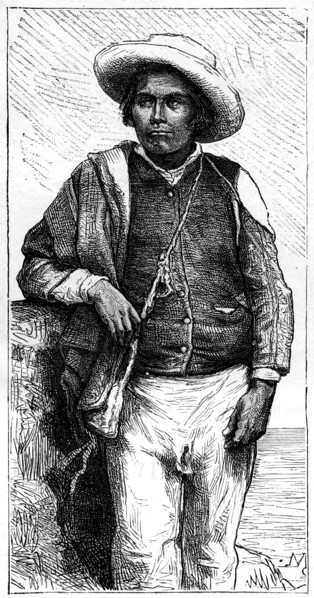 Indigenous male inhabitant of Bolivia, South America, 19th century. Artist: Maillart