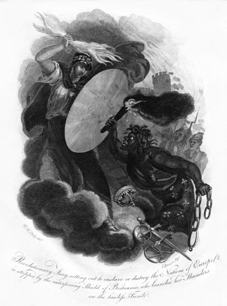 Revolutionary Fury and Britannia, 1814.Artist: I Brown