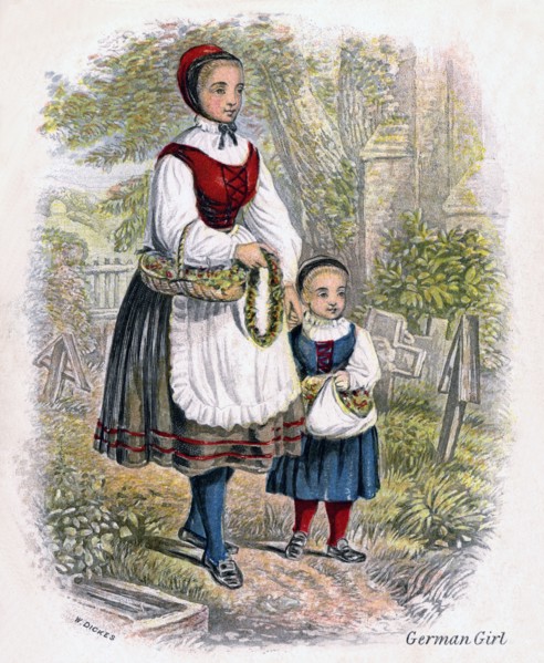 'Two German Girls with Baskets of Flowers', 1809.Artist: W Dickes