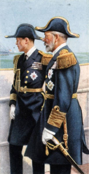 George V and the Prince of Wales reviewing the Fleet, July 26th, 1924, (c1935). Artist: Unknown