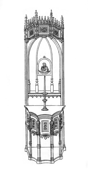 Altar, c15th century?, (1843).Artist: Henry Shaw