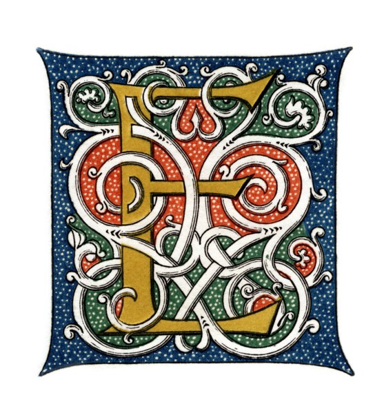 Initial letter 'E', (1843).Artist: Henry Shaw