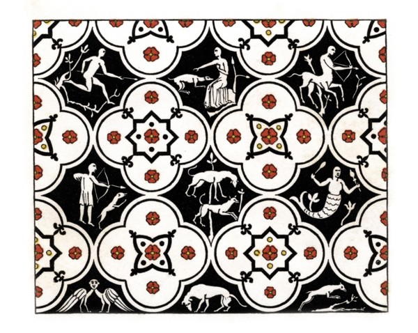 Pavement, 12th century, (1843).Artist: Henry Shaw