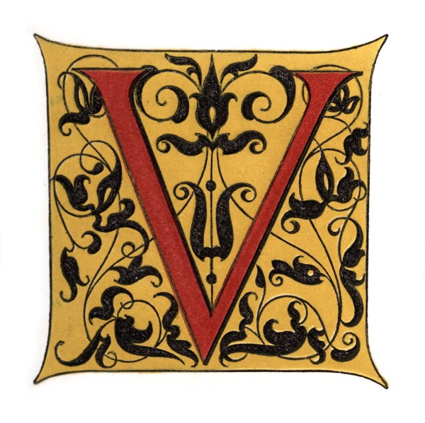 Initial letter 'V', (1843).Artist: Henry Shaw