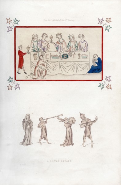 A royal repast, early 14th century, (1843).Artist: Henry Shaw