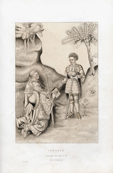 Lydgate presenting his book to the Earl of Salisbury, 1426, (1843).Artist: Henry Shaw