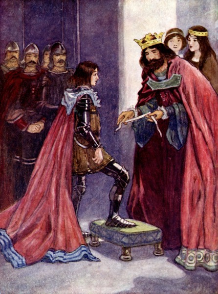 'The King made the Black Prince a Knight of the Order of the Garter', 1348, (1905). Artist: A S Forrest