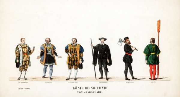 Theatre costume designs for Shakespeare's play, Henry VIII, 19th century. Artist: Unknown