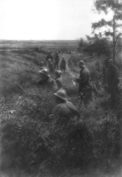 French infantry position in a sunken lane, north of Villers-Cotterets, Aisne, France, 1918. Artist: Unknown